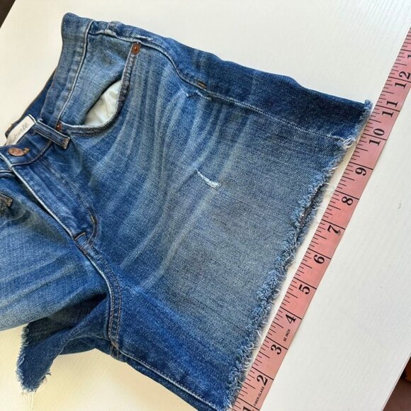 Madewell High Rise Jean Shorts Womens Size 25 Blue Denim Stretch Raw Hem - Picture 9 of 10
